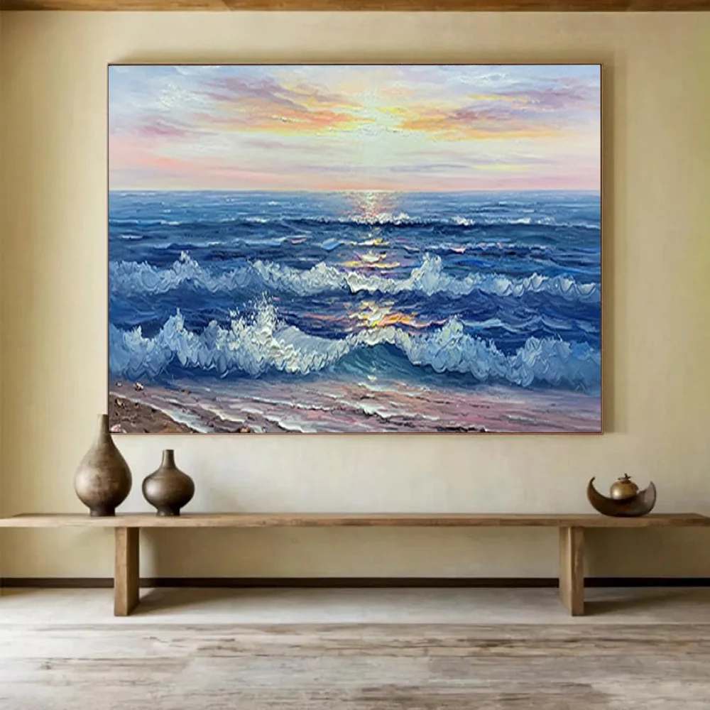 Waves Original Hand-painted Abstract Coastal Room Abstract Wall Art ZGB07